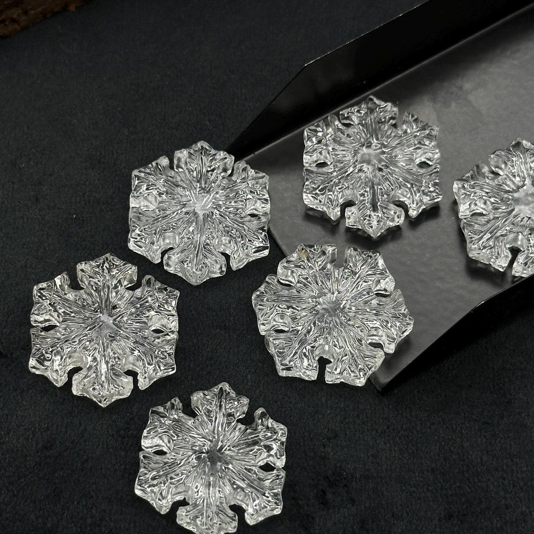 Snowflakes Crystals, 1 pc Natural Crystal Quartz Snowflake, 22 MM Handmade Snowflake Carvings, Hand Carved Gemstone For Jewelry, Ice Flakes