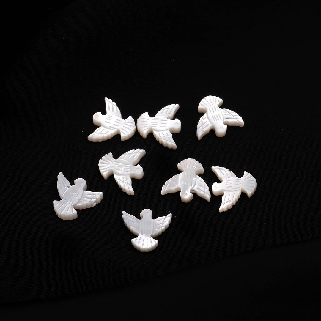 1 Pc Hand Carved Mother of Pearl Dove Bead, Jewelry Making (12x13 MM, Side Drill, 1 Pc