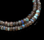 Load image into Gallery viewer, Faceted Labradorite Rondelle Beads: Flashy Black Rainbow Gemstone Strand, 8-9 mm