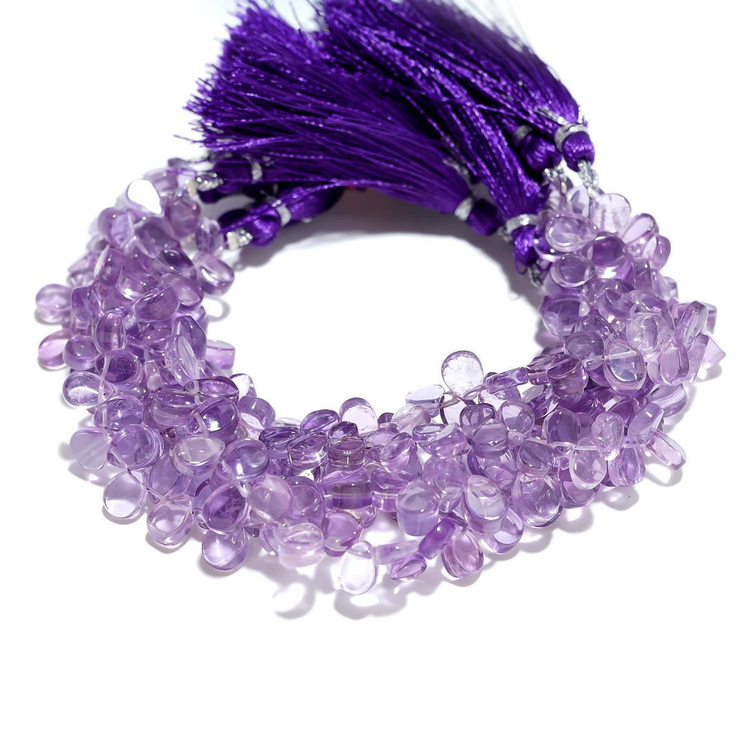Natural Amethyst Pear Shape Beads, Purple Amethyst Smooth Pear Side Drill Beads for Jewelry Making, 7 Inch, 8-9 MM