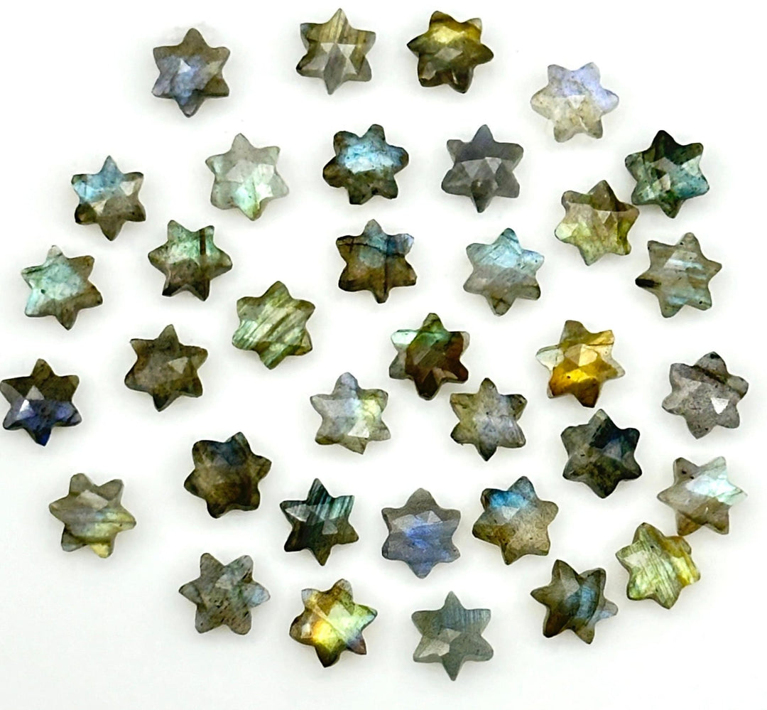 Flashy Labradorite Little Stars, Natural Labradorite Star Shape Beads, 6 MM Star Shape Gemstone for Jewlery, 6 Sides Carving Star Beads
