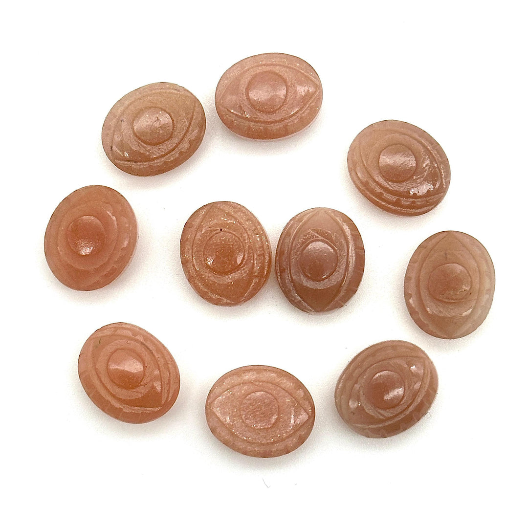 AAA Peach Moonstone Evil Eye Shape Briolettes, Natural Moonstone Eye Shape Carved Beads, Evil Eye Hand Carved Gemstones, 12 MM, Eye Charms