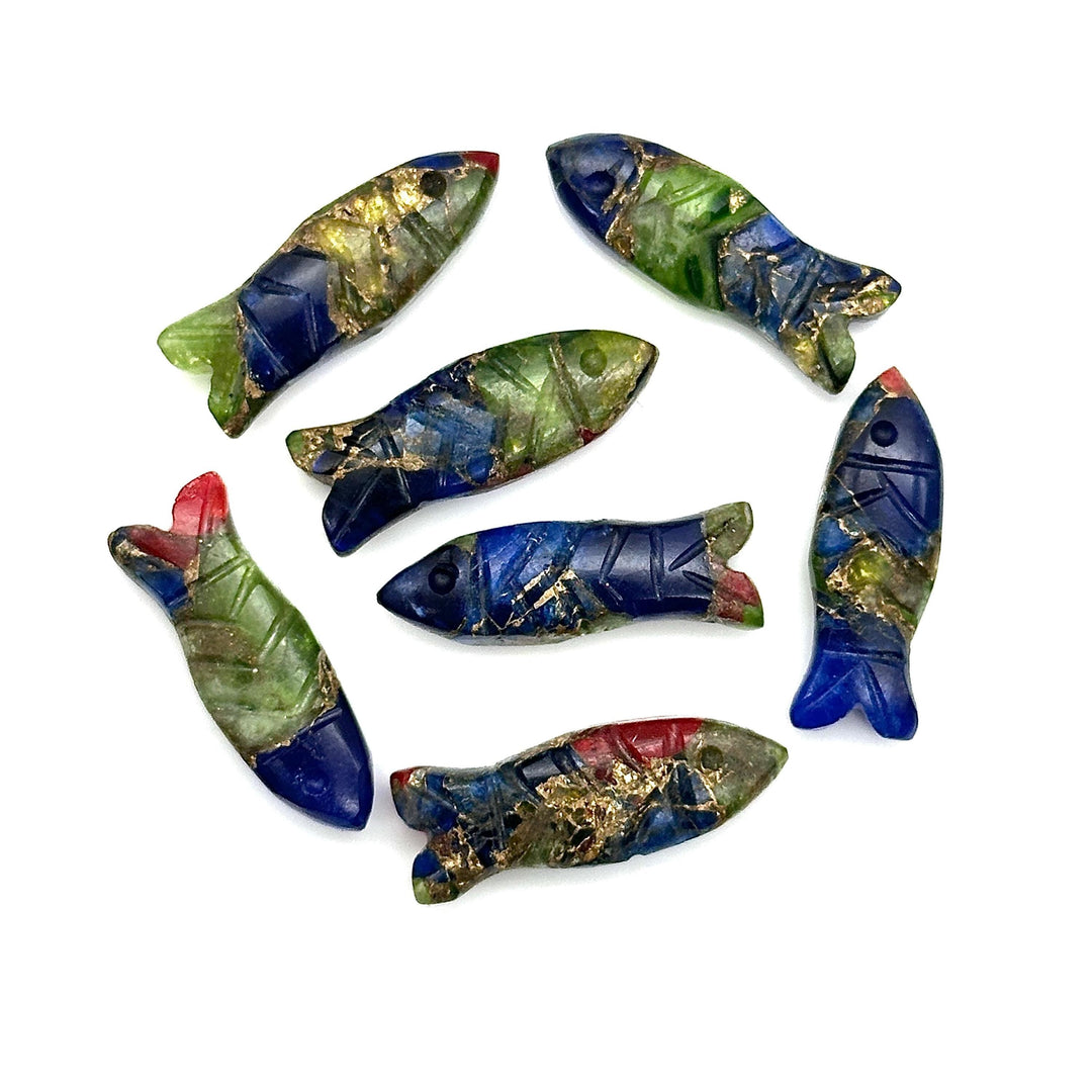 AAA Green, Blue Copper Turquoise Fish Shape Gemstone, Rare Turquoise Fish Shape Beads, Crystals Fish for Jewelry Making, Fish Charms 23X9 MM