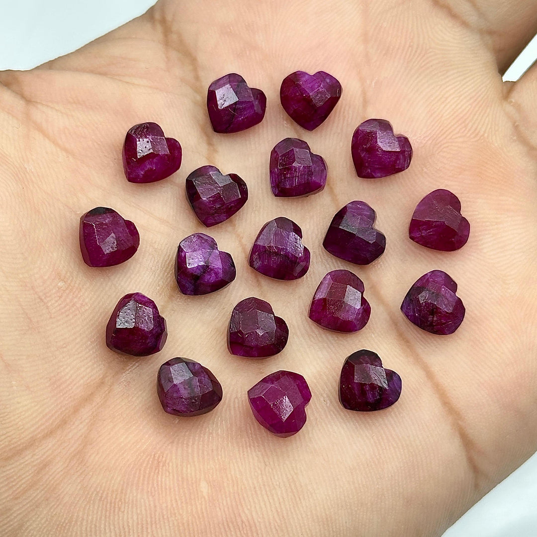 Red Ruby Corundum Heart Shape Briolettes, AAA Red Ruby Hand Carved Faceted Heart Shape Beads, Loose Gemstone Bads, 8 MM, Red Dyed Beads