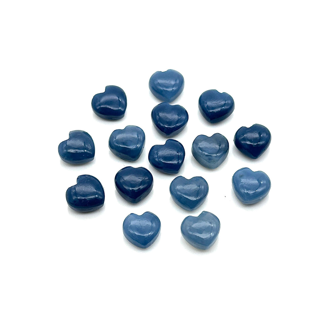 Blue Opal Heart Beads: Carved Gemstone Charms, 8mm
