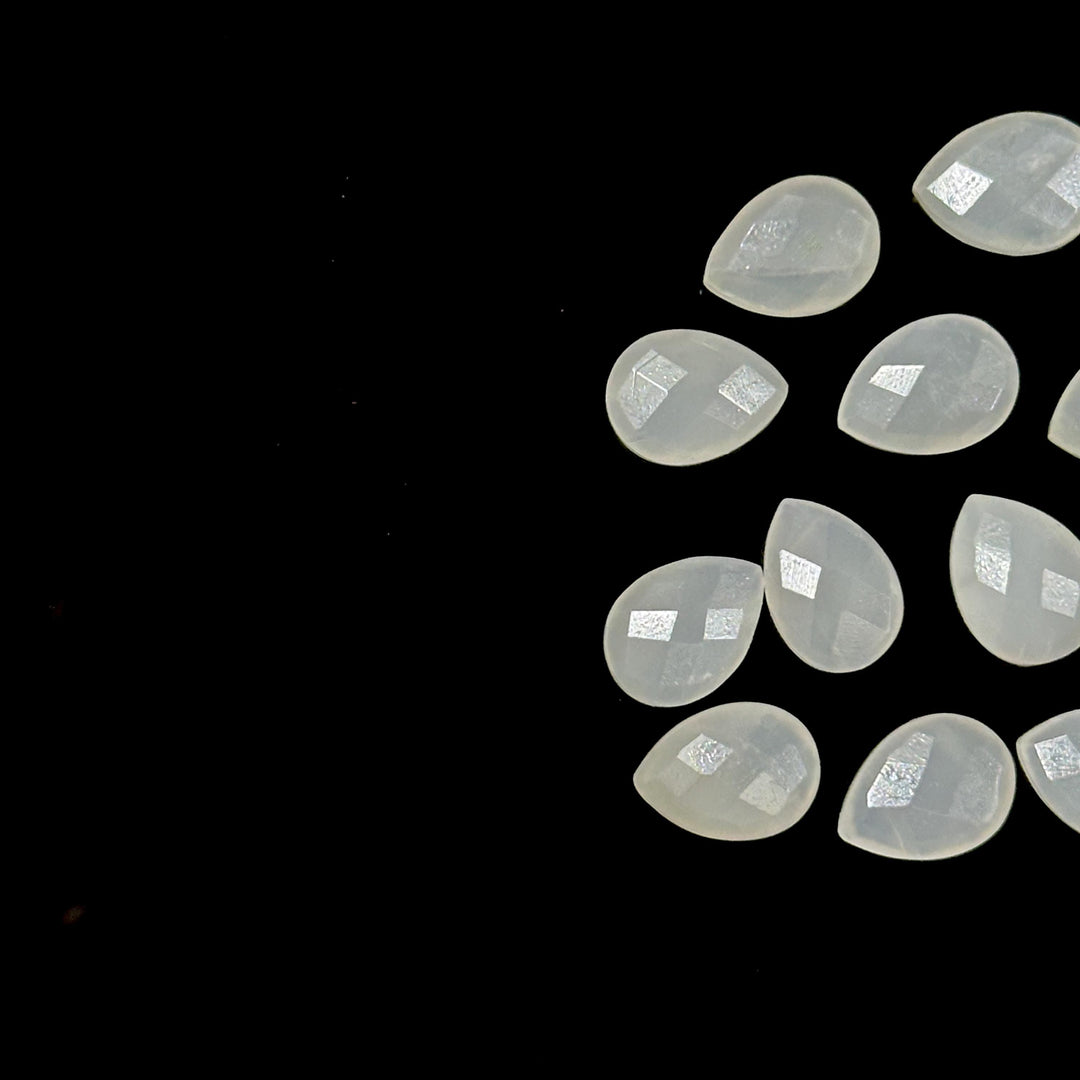 Natural White Moonstone Faceted Pear Shape Beads, 9X12 MM AAA+ Quality Moonstone Briolette's Beads, Matched Pairs, Jewelry Making Beads