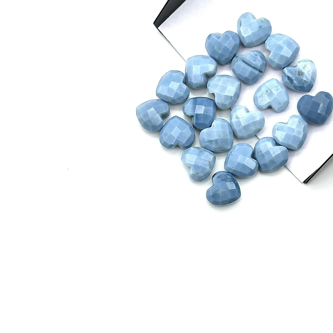 Natural Blue Opal Heart Shape Beads, AAA Blue Opal Faceted Heart Shape Briolette's, Opal Carved Gemstones, Jewelry Making Heart Charms, 8 MM