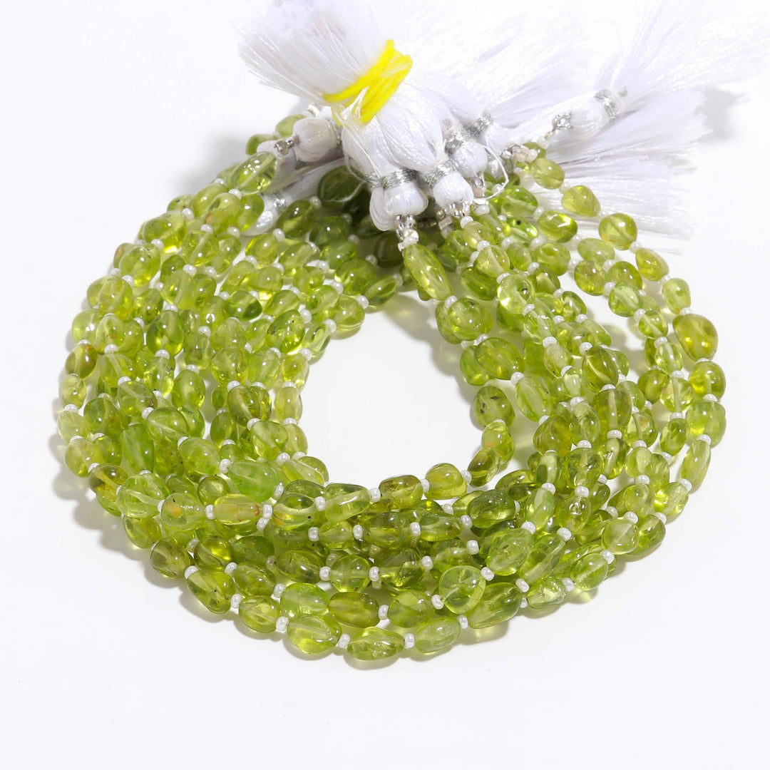 Natural Peridot Tumble Shape Beads, Green Peridot Smooth Tumble Beads for Jewelry Making, 8" Inch Uneven Nuggets Beads, 7-8 MM