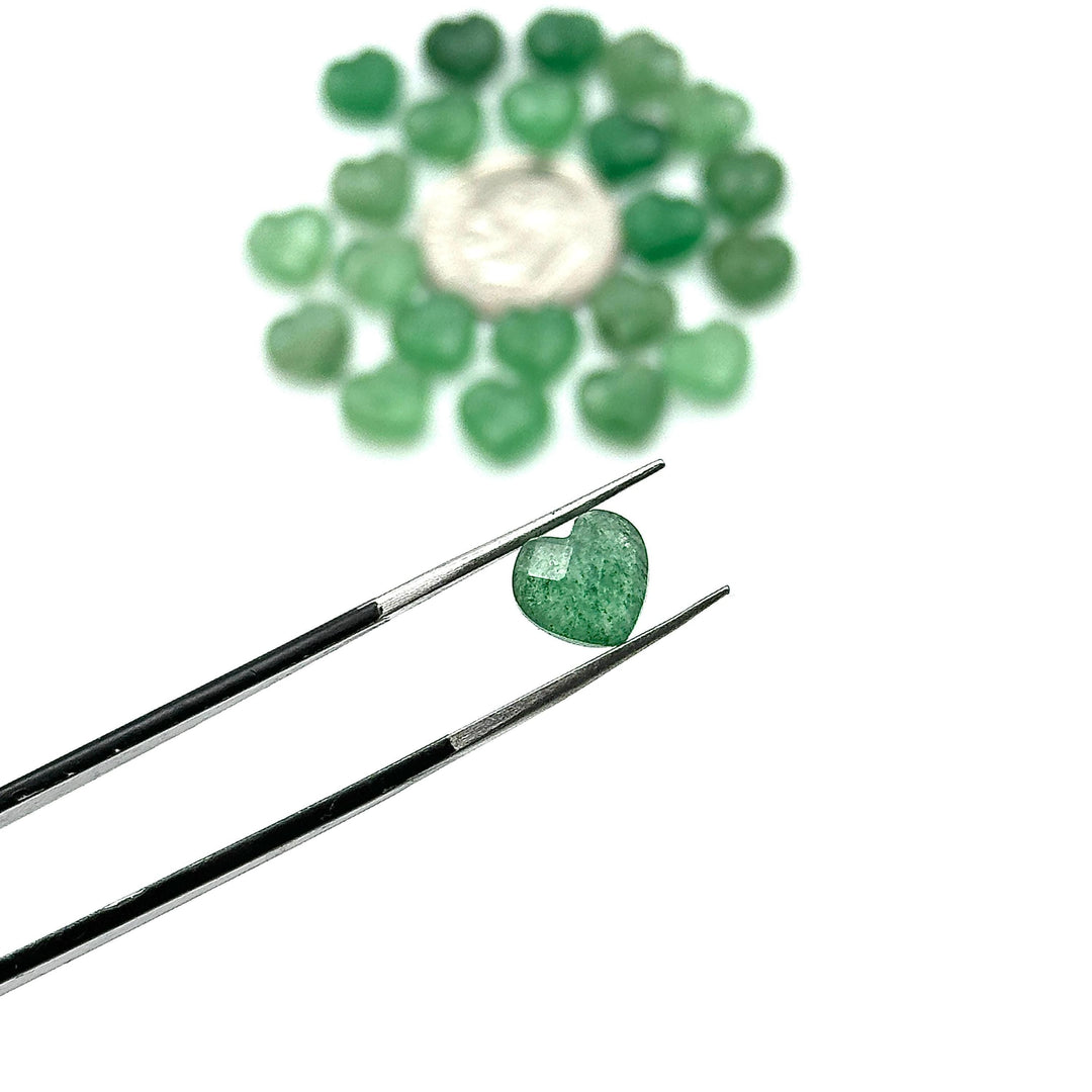 Green Strawberry Heart Shape Briolettes, AAA Green Strawberry Faceted Heart Shape Beads, Loose Gemstone, 8 MM Heart Charm Beads for Jewelry
