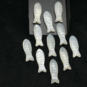 Natural White Moonstone Handmade Fish Carving, Fish Shape Carved Gemstone Briolette's, Chakra Healing Fish Beads, 30X10 MM Jewelry Making