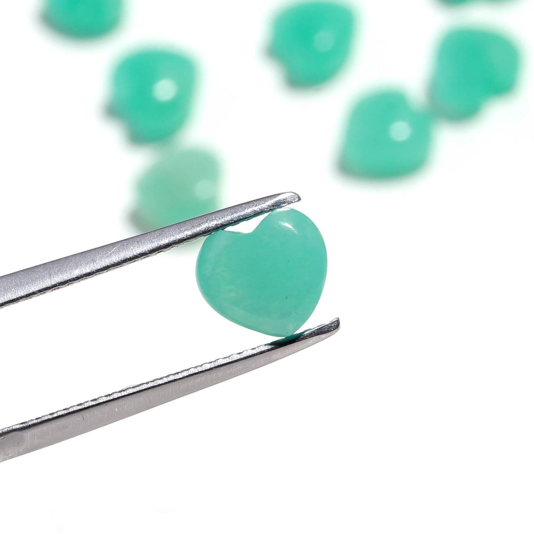 Natural Amazonite Heart Shape Beads, Green Amazonite Heart Shape Charms, Mini Plain Heart Briolette's for Jewelry Making, 8 MM