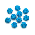 Load image into Gallery viewer, Hand Carved Turquoise Flower Charm: AAA Blue Gemstone (12mm)