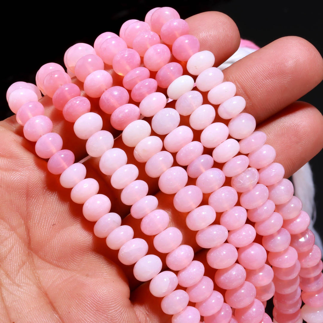 Shaded Pink Opal Smooth Rondelle Beads, Pink Opal Beads for Jewelry Making, Wholesale Loose Opal Beads, 8 MM Dyed Opal for Craft Making
