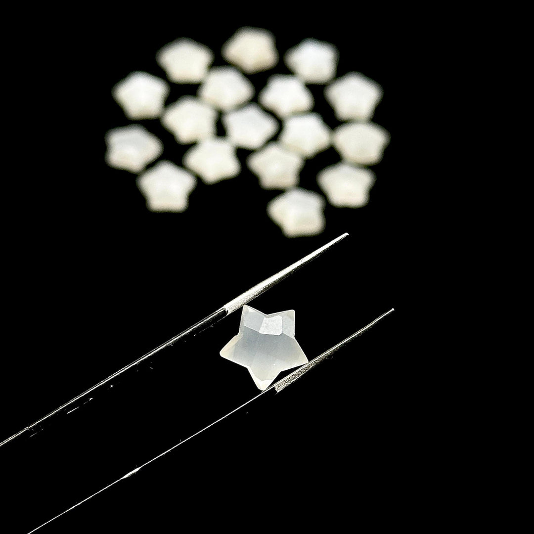 Faceted Moonstone Star Beads: Handmade Gemstone Charms (10mm)