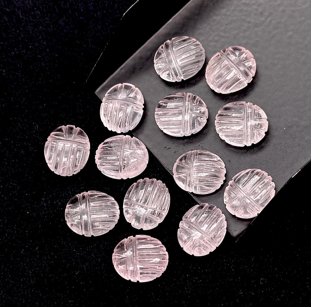 AAAA Rose Quartz Scarab Shape Briolettes, Natural Rose Quartz Sracab Carving Beads, Beetle Shape Hand Carved Stones, 12X10 MM Insect Beads