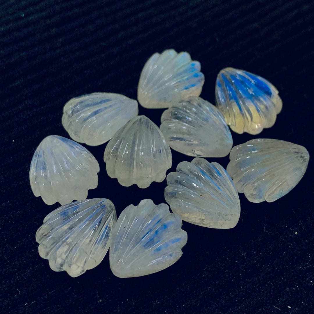 2,3,4,5,6 pcs 100% Natural Rainbow Moonstone Fancy Shape Carved Gemstone, Fancy Shape Carving, Carved Gemstone For Jewellery 12.3X10 mm