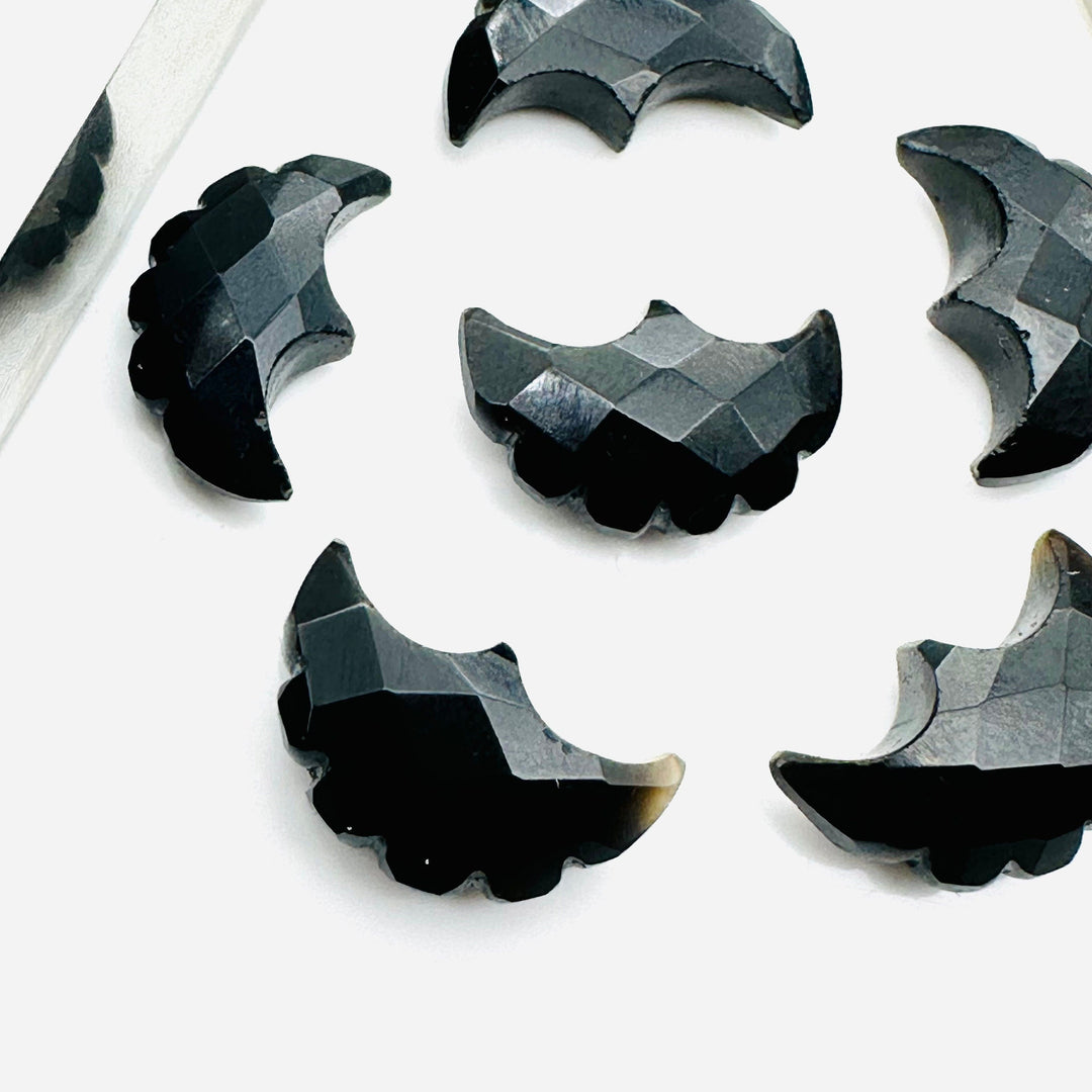 2,3,4,5,6 Pcs Natural black onyx faceted eagle Shape gemstone, Faceted Hand Carved eagle gemstone, fancy Shape Gemstone,16X10 mm