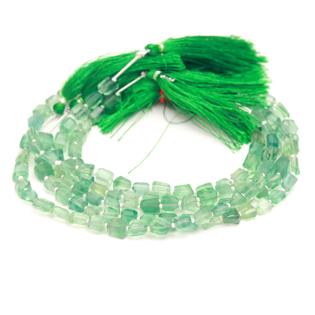 AAA Green Fluorite Faceted Tumble Gemstone Beads ~ 5X7-6X8MM Natural Fluorite Nuggets Shape Beads ~ 8" Strand Jewelry Making Wholesale Beads