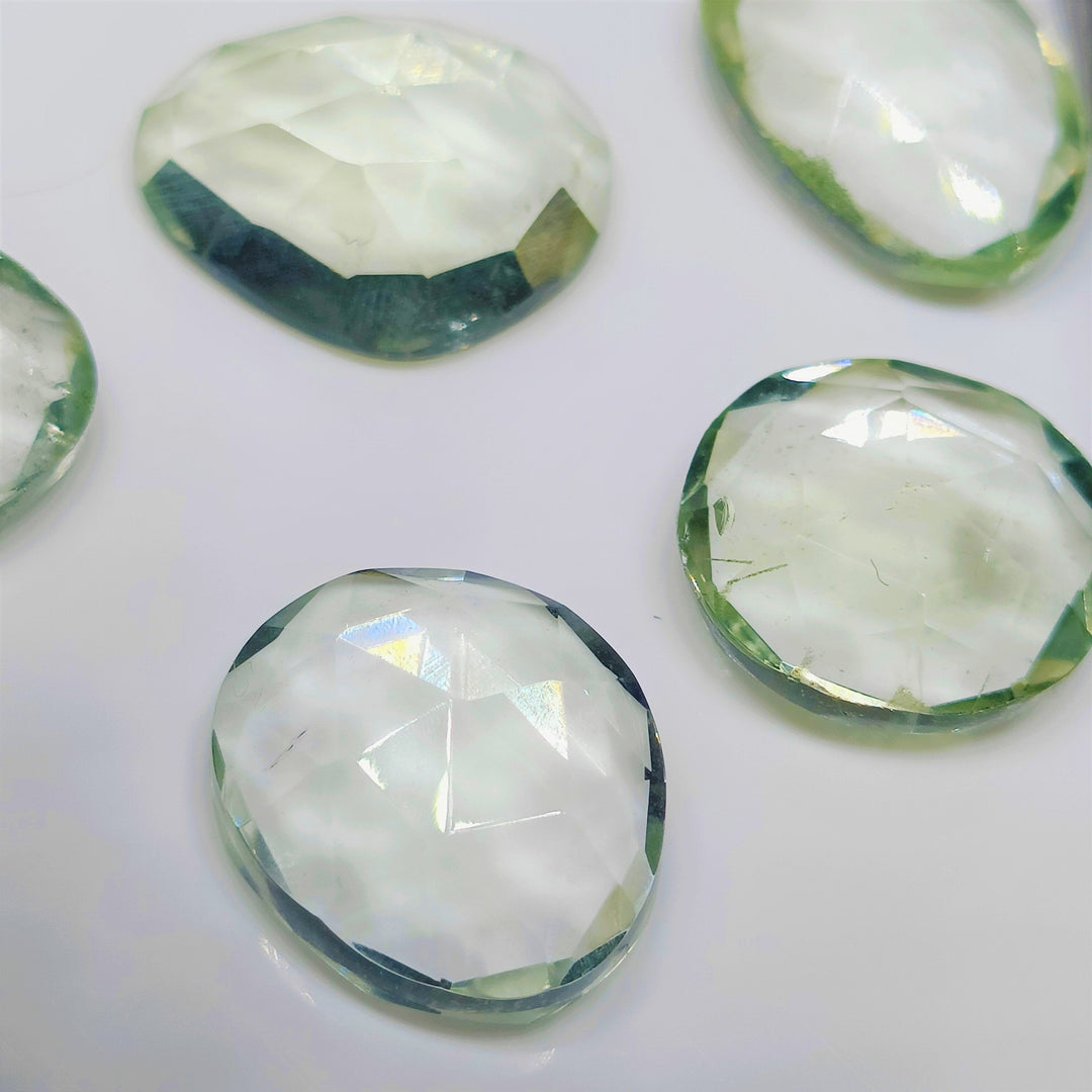 2 pcs A-one Quality Green Amethyst freeform Rosecut, faceted rosecut, gemstone for jewelry, jewelry making rosecut 8X10 9X14 mm