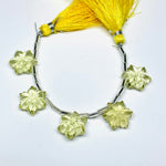 Load image into Gallery viewer, Hand Carved Lemon Quartz Flower Beads: 12mm Gemstone Briolettes