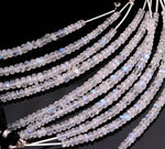 Load image into Gallery viewer, Natural Rainbow Moonstone Rondelle Beads, Faceted Flashy Moonstone 3.5 - 5 mm, 4 Inch Strand for Jewelry Making
