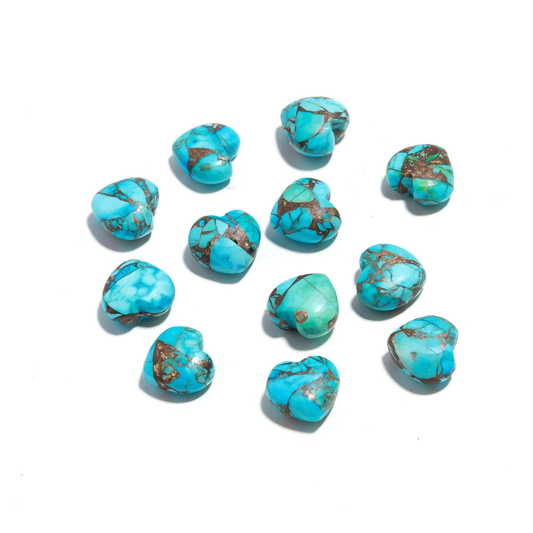 AAA Copper Turquoise Heart Shape Beads, Turquoise Smooth Heart Shape Briolette's, AAA Hand Carved Heart Charm, Mini Heart Craft Beads, 10 MM