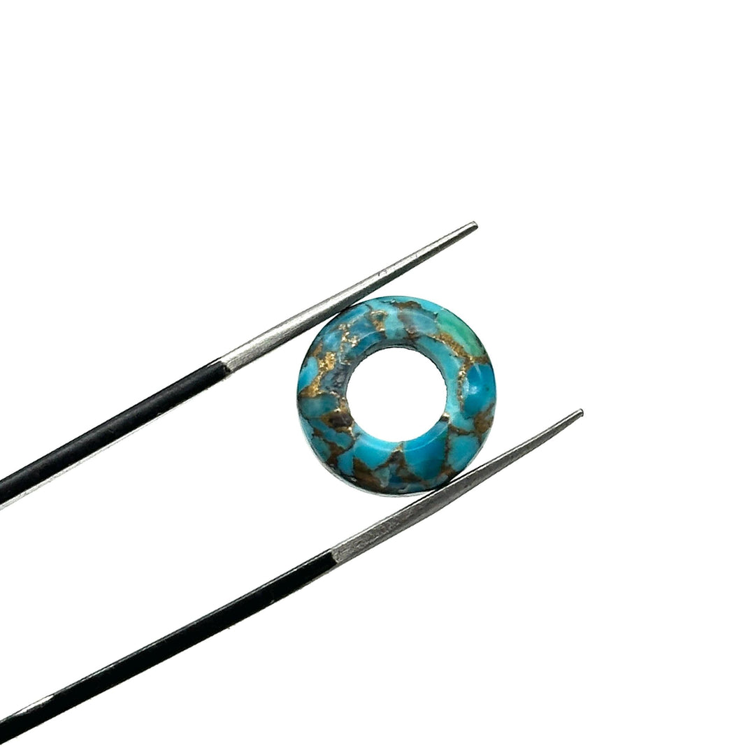 Amazing Copper Turquoise Donut Shape Gemstones, Turquoise Donut Carving, Healing Gemstone Beads, 12 mm Blue Turquoise Donut Smooth Beads