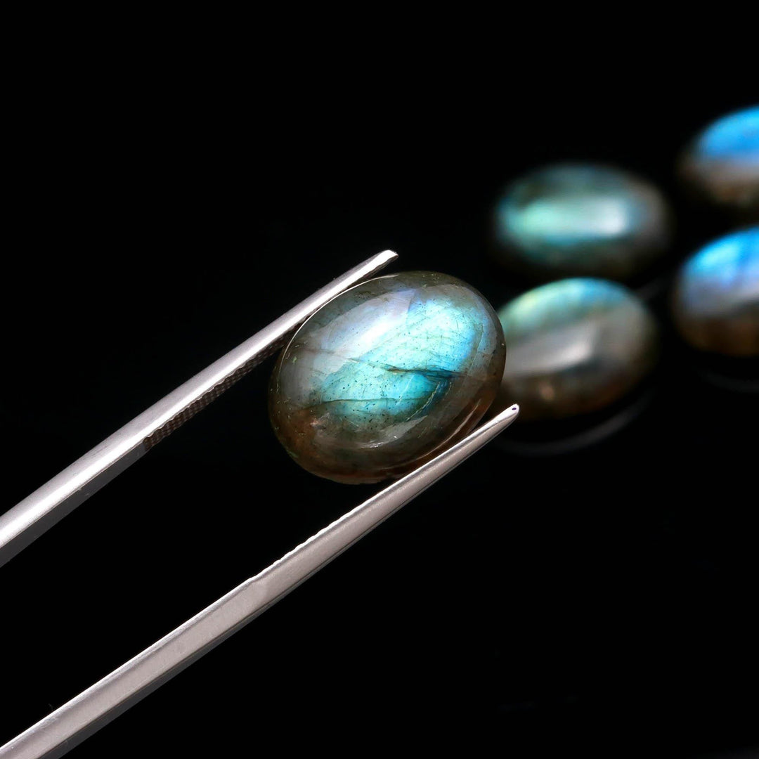 Natural Labradorite Oval Shape Beads, Hand Carved Smooth Gemstone Beads, Loose Carving Beads 12X16 MM Oval Charms For Jewelry Making