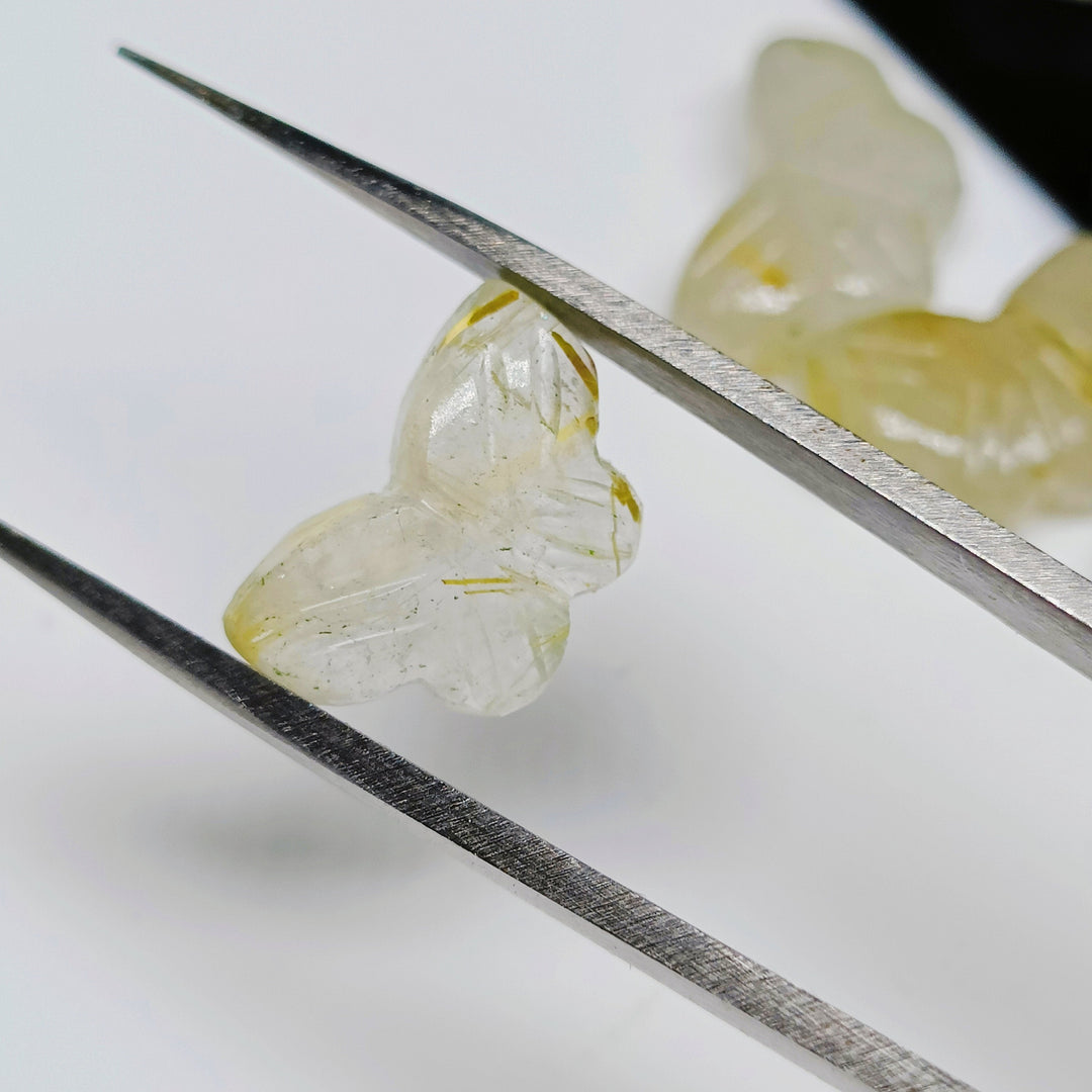 2,3,4,5,6 100% Natural Golden rutile Butterfly Shape Carving, Hand carved Butterfly shape Gemstone, carved Gemstone jewellery Making,12X7 mm