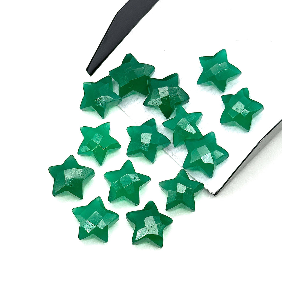 Natural Green Onyx Star Shape Briolettes, Carved Star Shape Beads, Green Onyx Faceted Star Charms, Wholesale Loose Beads for Jewelry, 12 MM
