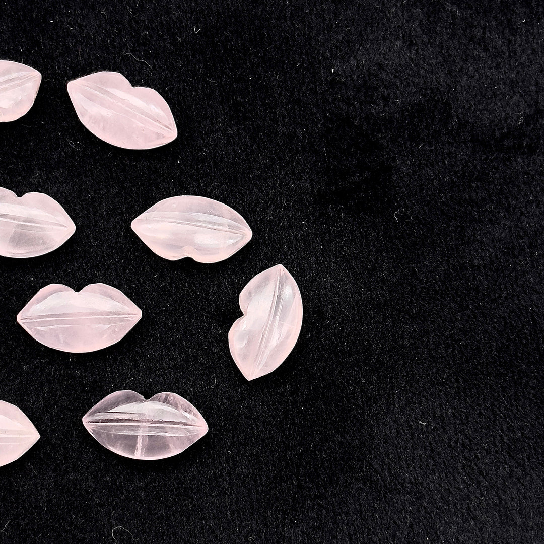 Natural Rose Quartz Carved Lips Shape Beads, Pink Lips Gemstone Beads, Lips Briolette's 14X8 mm, Rose Lips Shape Charm Beads, Jewelry Beads