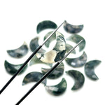 Load image into Gallery viewer, Natural Moss Agate Moon Shape Briolettes, AAA Moss Agate Moon Shape Beads, Tree Agate Moon Charms, Faceted Moon Shape Gemstone, 17 MM
