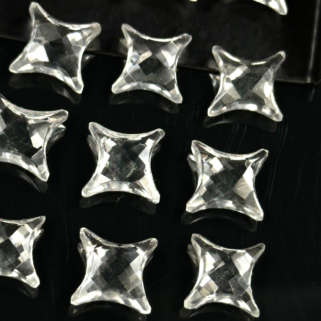 Natural Crystal Quartz Ninja Star Shape Carving Beads, Ninja Star Shape Gemstone Beads, 11X15 MM Jewelry Making Beads, Star Shape Briolettes