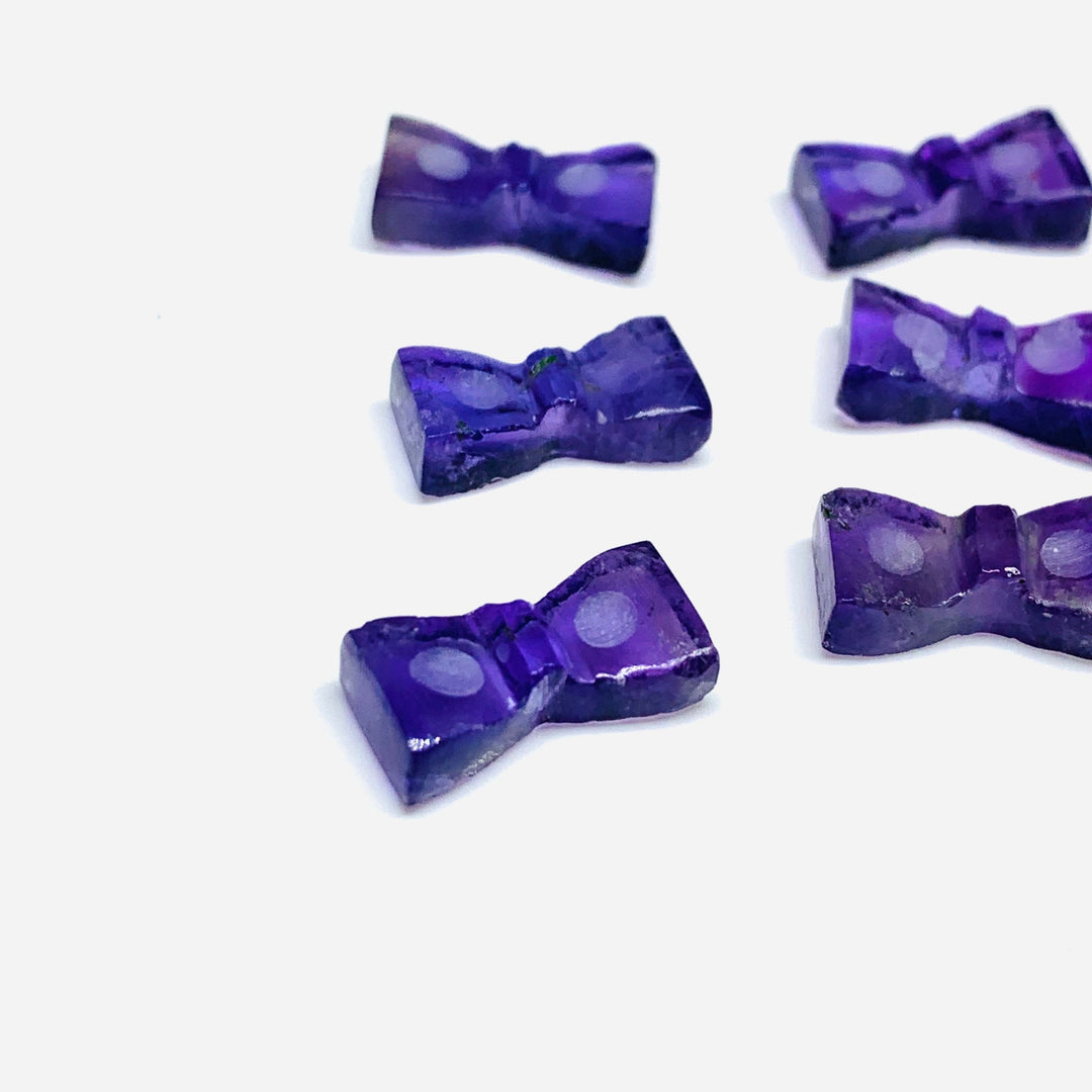 2,3,4,5 Pcs Natural Blue Amethyst  Hand Carved Bow Shape, Bow Shape Gemstone for Jewlery, Bow Shape Gemstone, 12X6 mm