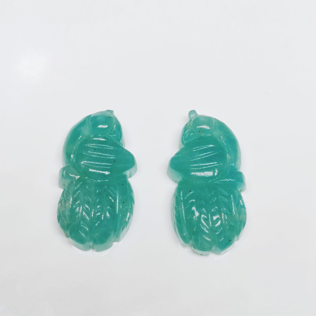 1 Pair AAA Quality 100% Natural Amanzonite Peacock Shape Carved Gemstone, Loose Gemstone, Peacock Shape Gemstone , Carved Gemstone 25X13 mm