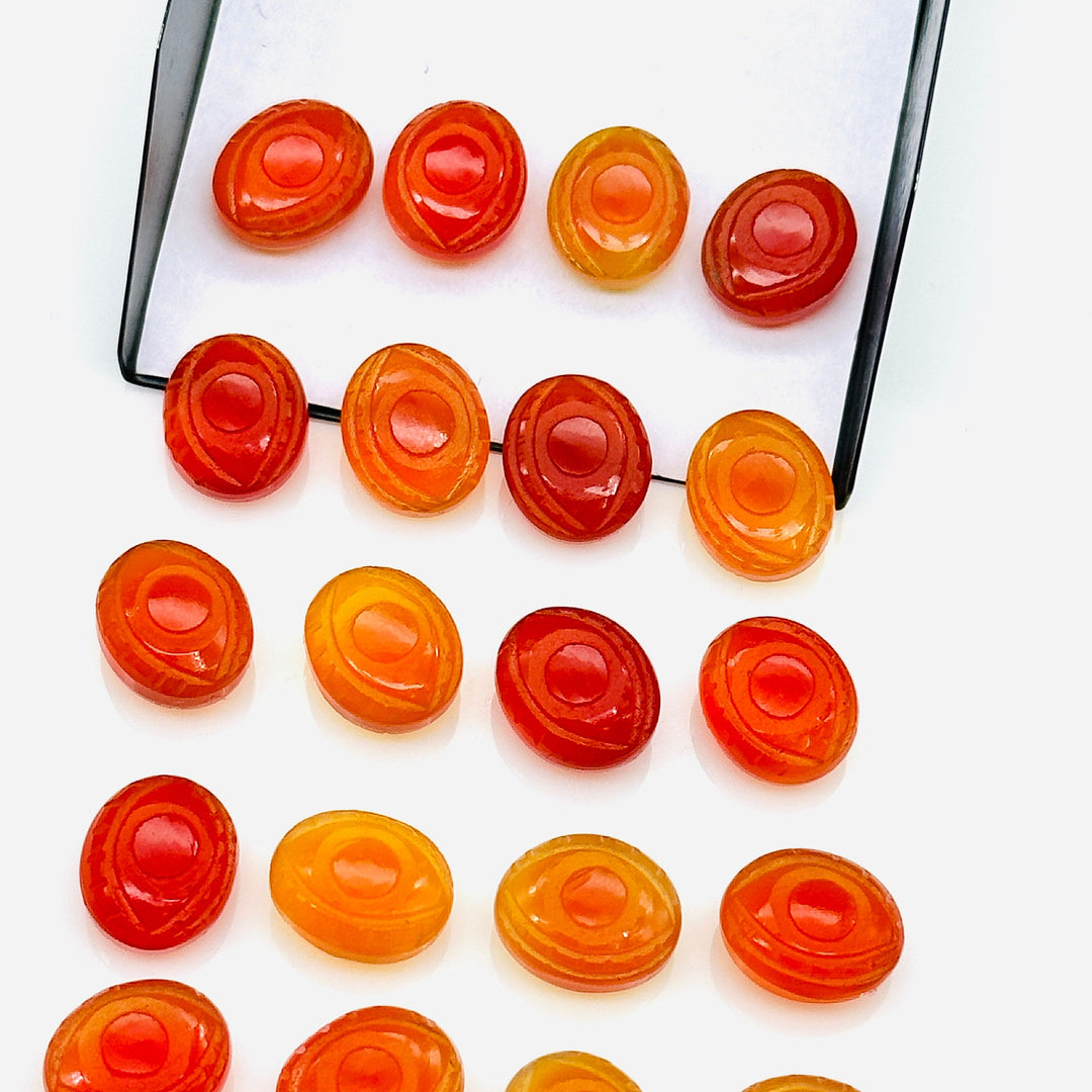 Natural Carnelian Carved Evil Eye Gemstone, Healing Carnelian Gemstone Beads, Evil Eye Charm Beads For Jewelry Making, Carving Beads 10X12MM