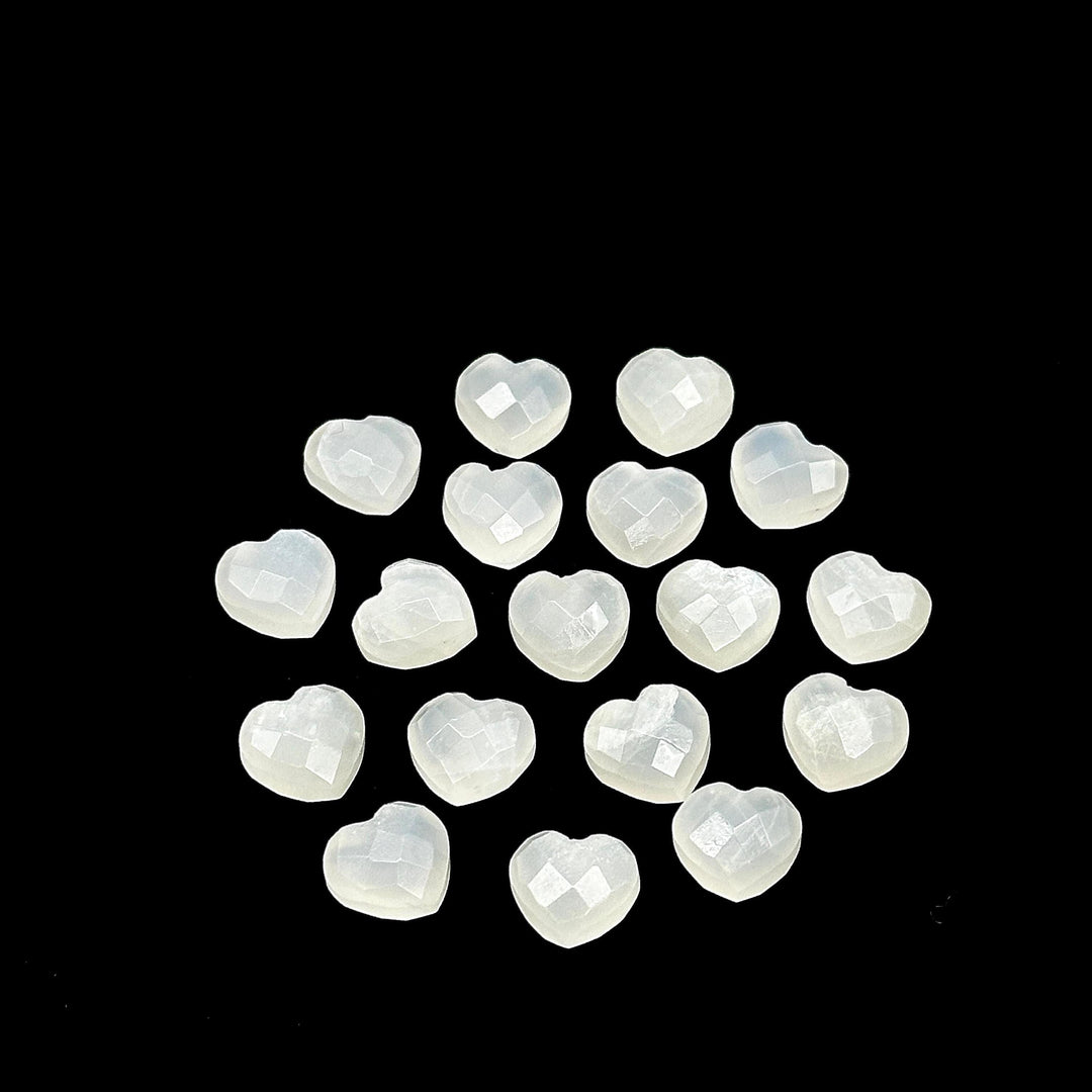 White Moonstone Heart Shape Briolettes, Natural White Moonstone Faceted Heart Shape Beads, Loose Gemstone, 8 MM Heart Charms for Jewelry