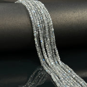 Labradorite Gemstone Beads: 2mm Faceted Cube, Blue Fire, 13 Inch Strand