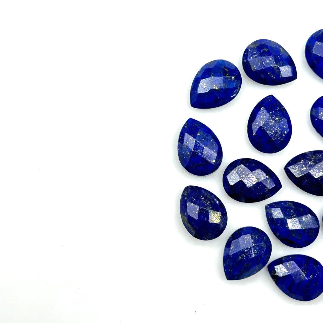 Natural Lapis Lazuli Faceted Pear Shape Beads, 9X12 MM Blue Lapis Briolette's Beads, Matched Pairs, Jewelry Making Pear Shape Beads