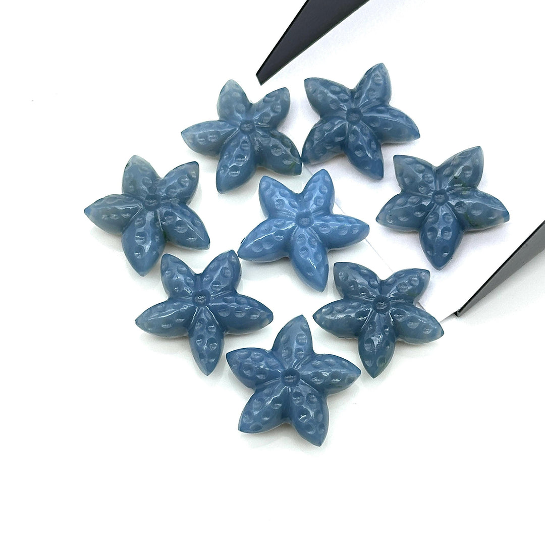 Blue Opal Star Fish Shape Beads, Carved Blue Opal Star Fish Shape Gemstones, Star Fish Carvings, Rare Findings, 20 MM, Marine Sea Fishes