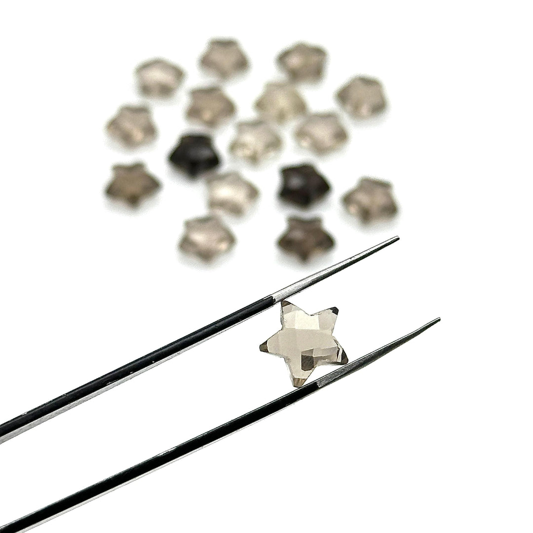 Natural Smokey Quartz Star Shape Briolettes, Hand Carved Faceted Star Shape Beads, Star Gemstone Charms for Jewelry Making, 10 MM Charms