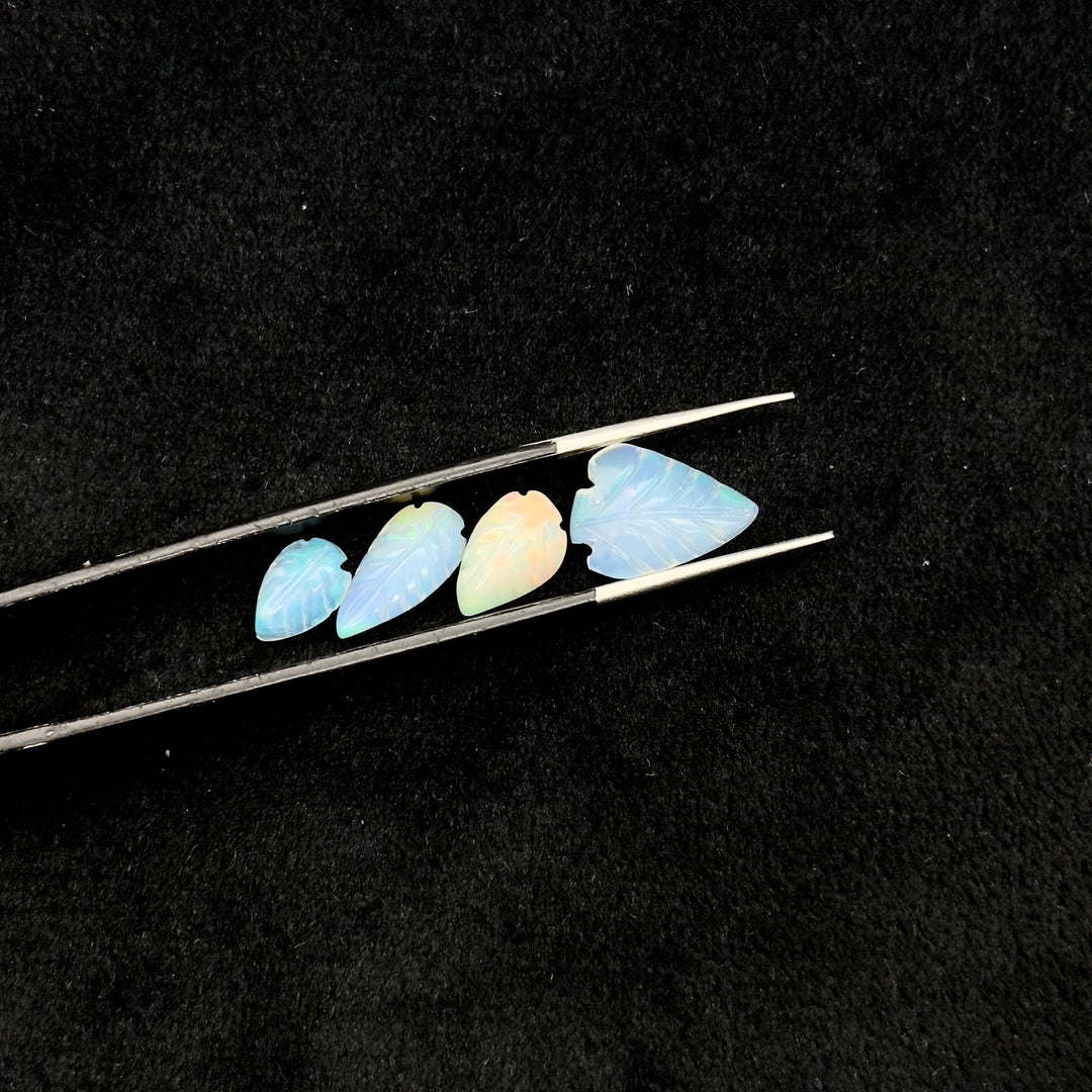 AAA+ Natural Ethiopian Opal Leaf Shape Beads, Carved Fire Opal Leaves, Loose Welo Opal Gemstone Beads For Jewelry, 4X9 - 7X12 MM Approx.