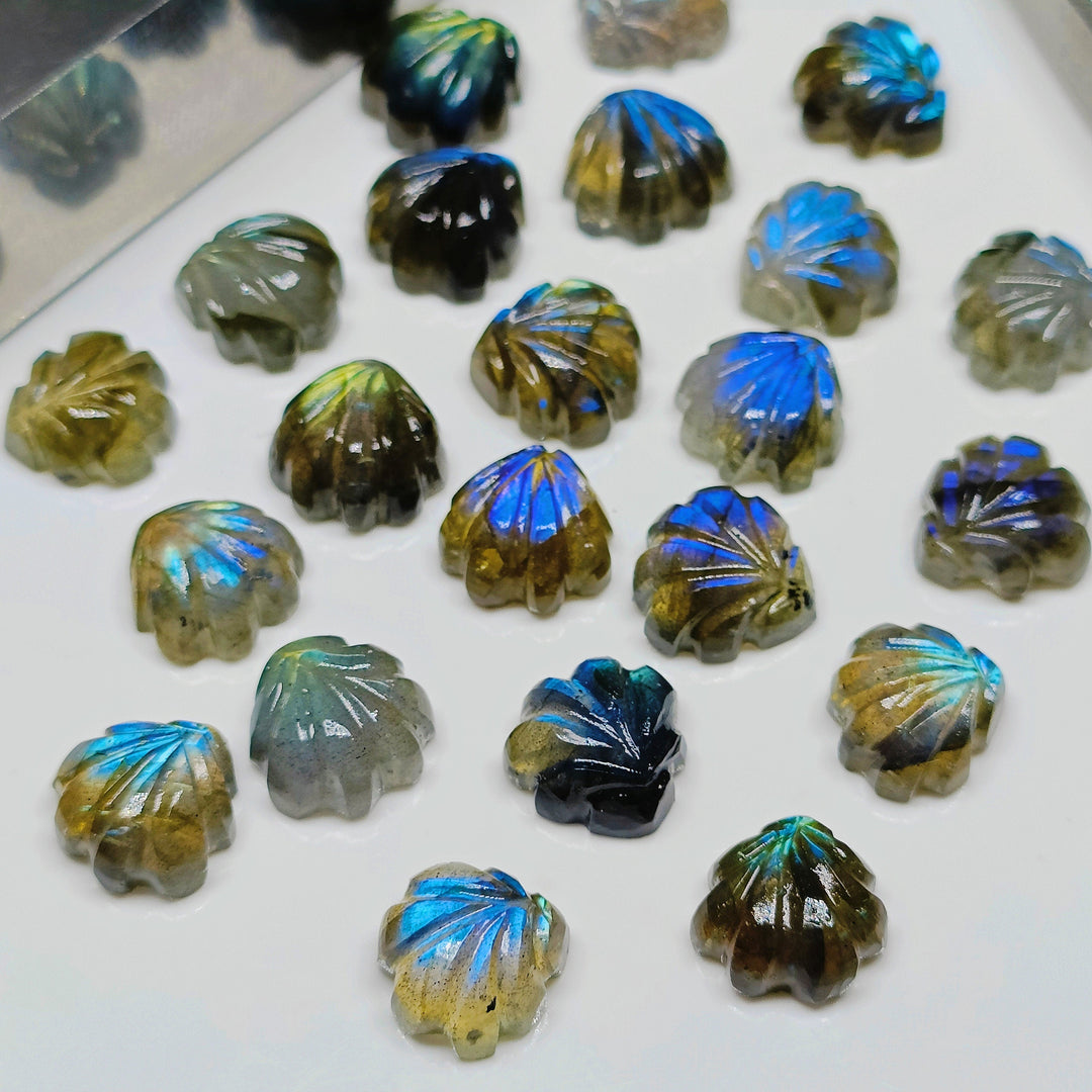 2,3,4,5 Pcs Natural Labradorite Hand Carved Fancy Shape, Carved Fancy Shape Gemstone For Jewellery, Fancy Shape Gemstone, 10 mm
