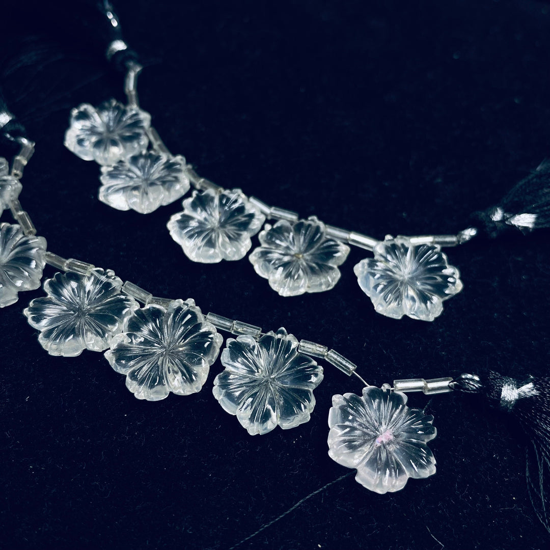 1,2,3,4,5 pcs AAA Quality 100% Natural Crystal Quartz  Flower Shape Carved Gemstone, Flower Shape Carving, Carved Gemstone For Jewellery17mm