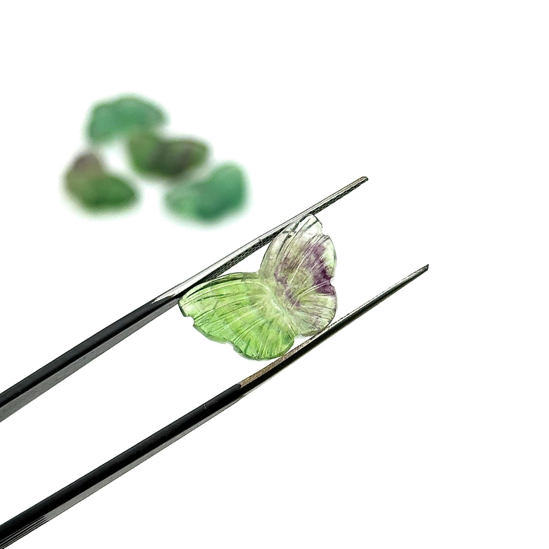 Green Fluorite Butterfly Carving: Gemstone Jewelry Charm (18MM