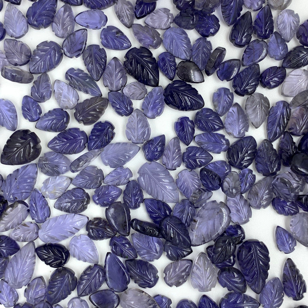 10,20,50 pcs AAA+ Quality 100% Natural Iolite Leaf Shape Carved Loose Gemstone For Jewellery, Iolite Leaf Shape Carving 4.5X6 12X8mm