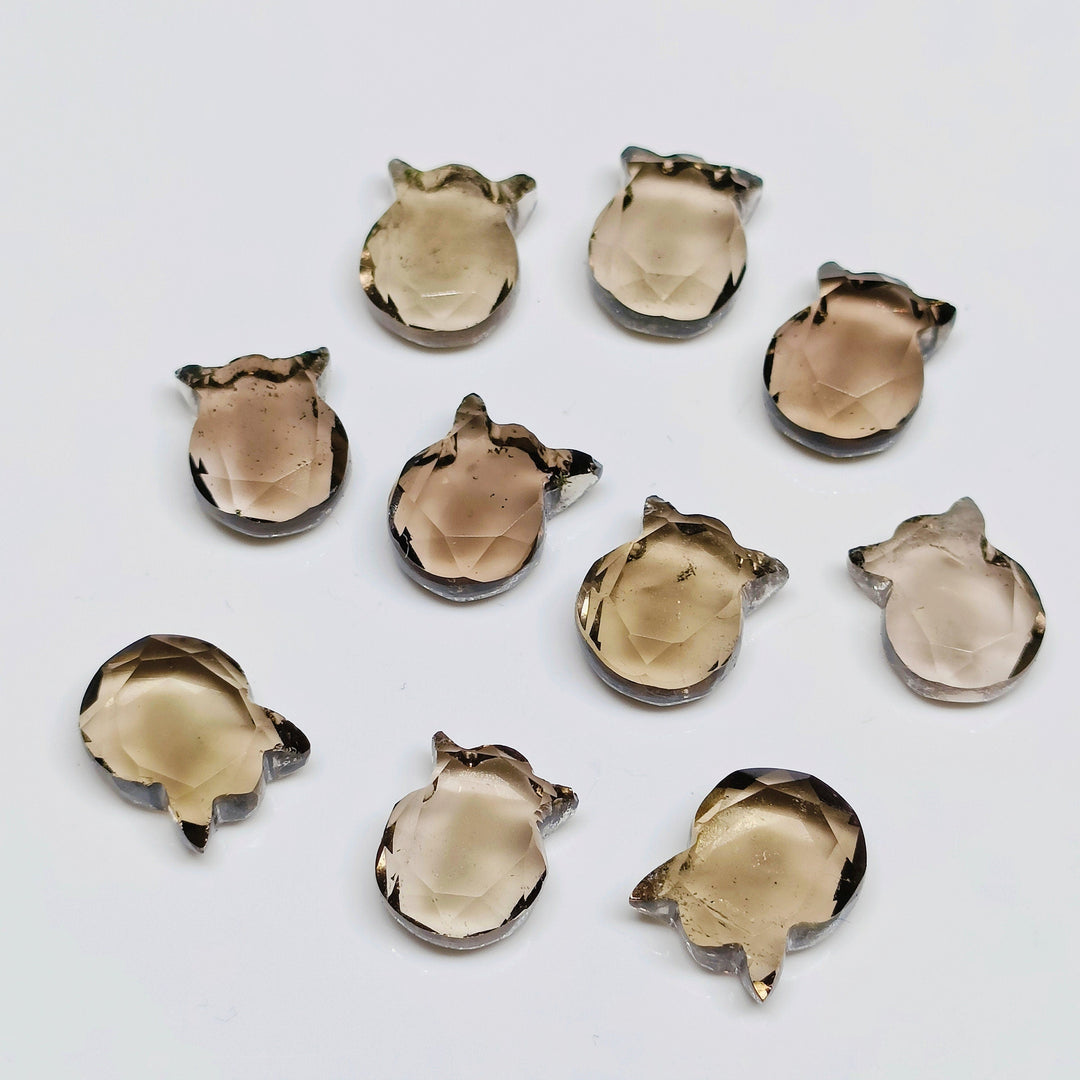 Natural Smoky Quartz Cat Face Carving, Kitty Shape Charms Beads, Smoky Quartz  Faceted Handmade Carved Stone For Jewelry Making Beads 12x10