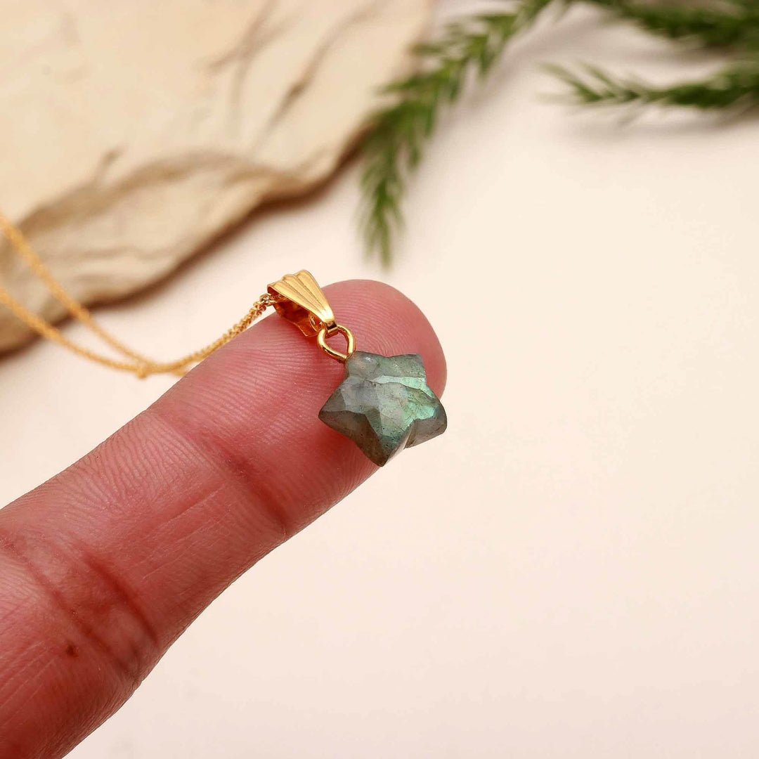Pretty Labradorite Star Pendant, Gift For Girls, 10 MM Faceted Star Pendant/Necklace, Gift For Her, Star Shape Gemstone Jewelry For Gift