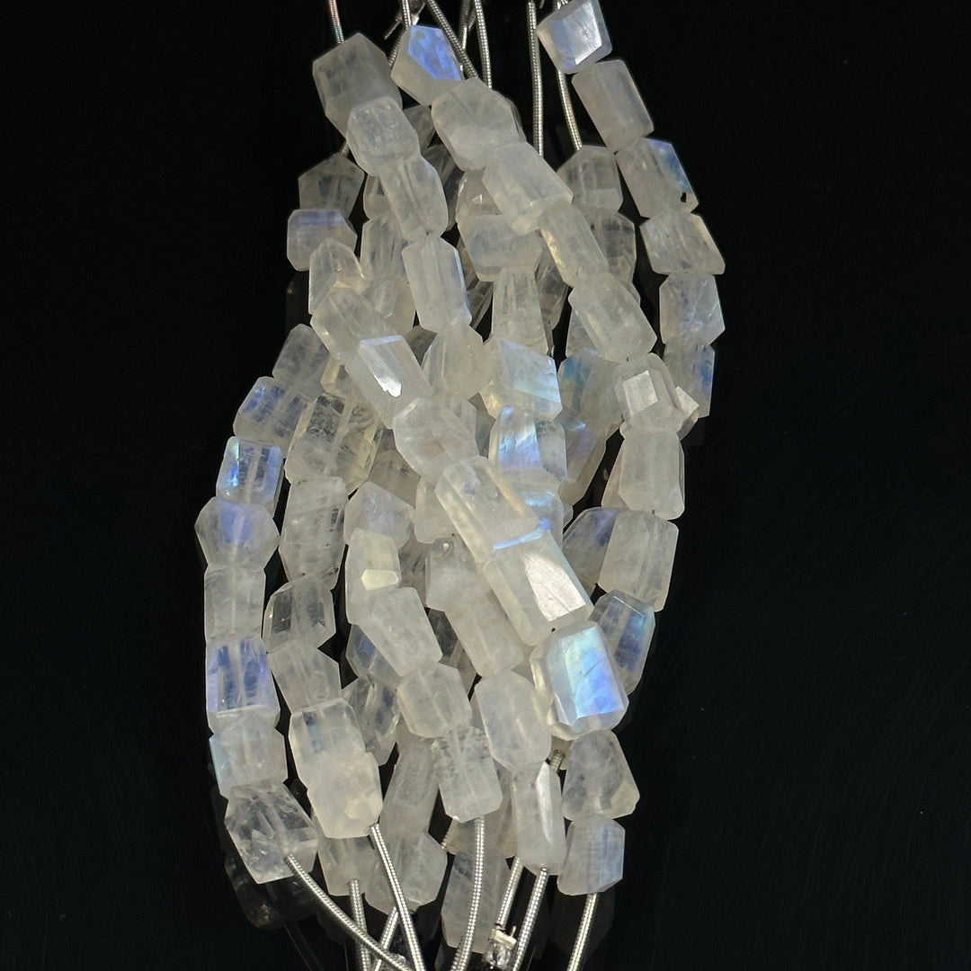 Flashy Rainbow Moonstone Tumble Shape Beads, Nuggets Shape Faceted Beads, 4" Strand, Blue Flashy Tumble Beads, Fancy Jewelry Making Beads