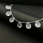 Load image into Gallery viewer, Natural Crystal Quartz Teardrop Beads ~ Handmade Carving Gemstone ~ 10X14 MM Football Cutting Briolette Beads For Jewelry ~ 6 Pieces Strand
